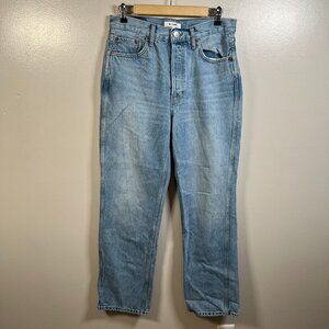 Re/Done 90s High Rise Loose Jeans Womens Size 29 Light Wash Denim Button Fly
